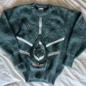 vintage italian wool sweater unique embroidery in Small/ it 38